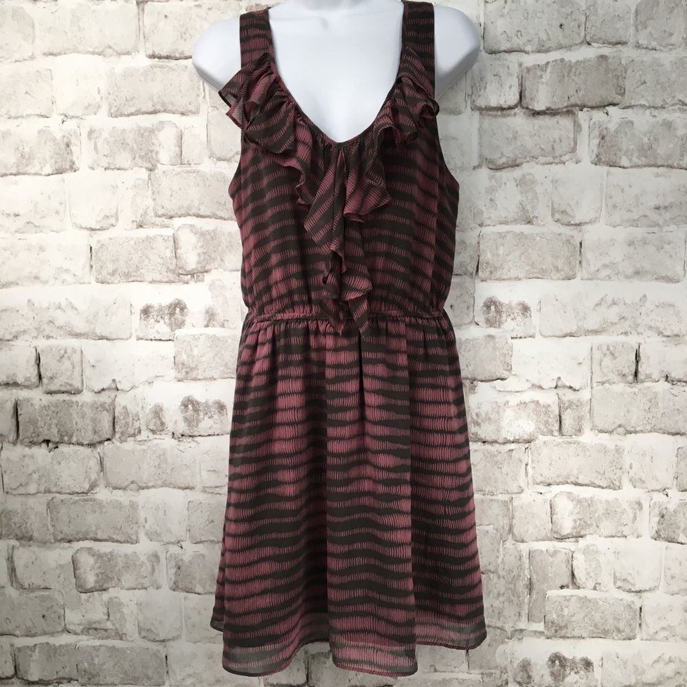 BCBGeneration Women's Dress V-Neck Sleeveless Ruffle Size S